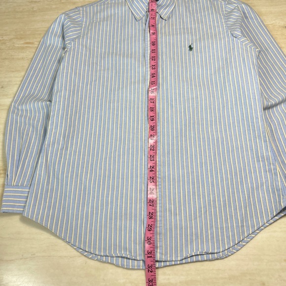 Ralph Lauren Mens Custom Fit Striped Button Down Shirt Blue Yellow White Size M - Picture 5 of 9